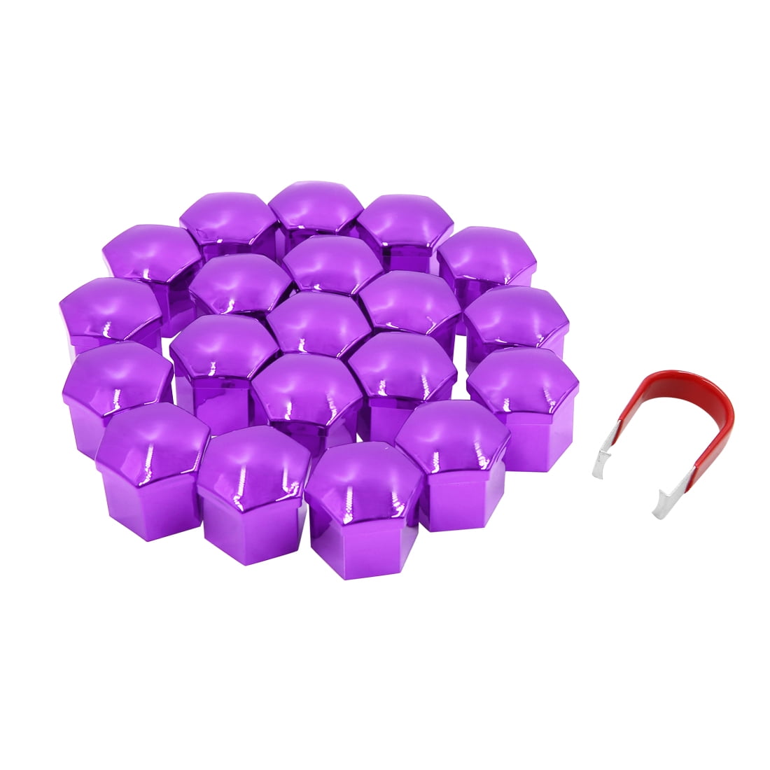 20pcs Purple 21mm Car Wheel Lug Nut Cap Tyre Hub Screw Bolt Dust Cover