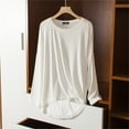 thumbnail image 2 of T-Shirt Col Rond Surdimensionné - T-Shirt Basique Ample pour Femmes, Haut Décontracté Confortable pour Superposition Printemps/automne / Baberdicy / T-Shirts Col Rond Unis pour Femmes pour Printemps et (Blanc / L), 2 of 7