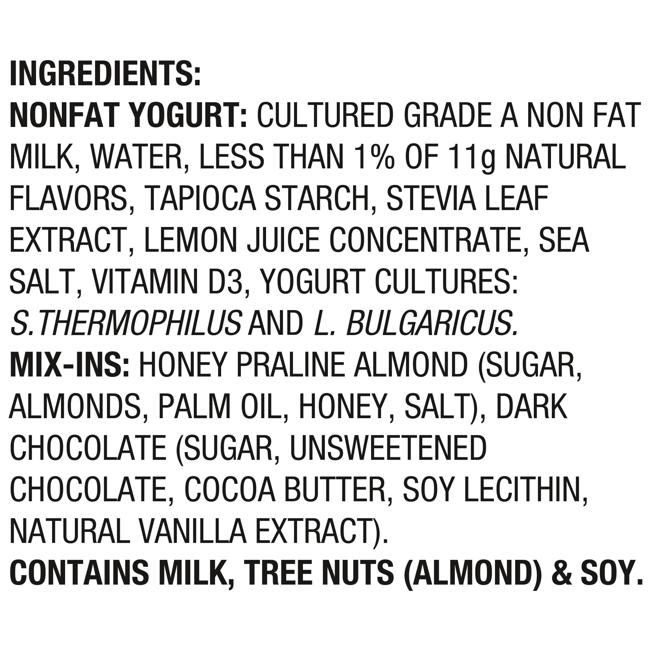 Oikos REMIX Coco Almond Chocolate 11g Protein, Coconut Fat Free Greek Yogurt Cup with Honey Praline Almonds and Dark Chocolate Mix-Ins, 4.5 oz