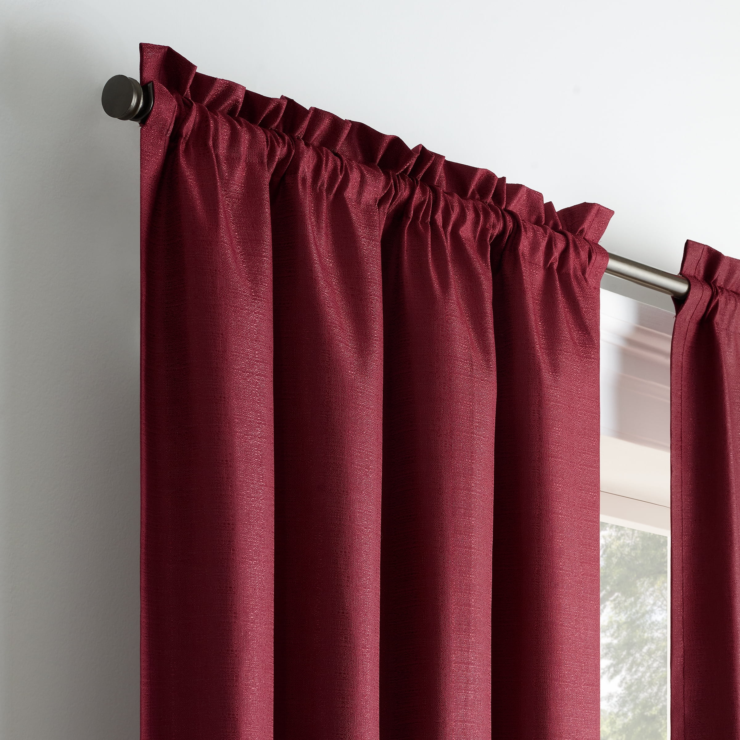 Eclipse Samara Solid Blackout Curtains, Single Curtain Panel, 63 Inch Long Blackout Curtains, 42" W x 63" L, Oxblood
