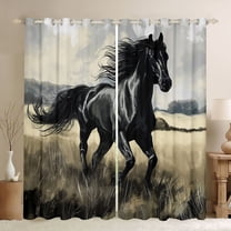 Manfei Country Farm Animal Curtains Pack of 2 (42x84 Each),Rustic Farmhouse Cabin Curtains Blackout,Gray Horse Bedroom Curtains For Boys,Luxury Bedroom Decor