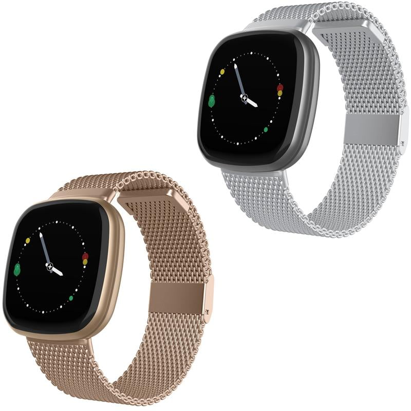 Stainless Steel Milanese Loop Metal Mesh Bracelet Unique Magnet Lock Wristbands iGK Milanese Replacement Bands Compatible for Fitbit Versa