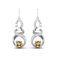 thumbnail image 1 of 5mm Round Citrine 925 Sterling Silver Infinity Women Dangle Wedding Earrings, 1 of 3