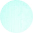 thumbnail image 1 of Ahgly Company Machine Washable Indoor Round Solid Turquoise Blue Modern Area Rugs, 5' Round, 1 of 4