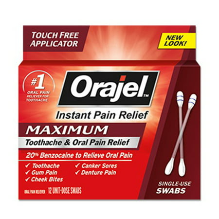 Orajel Force maximale Medicated Toothache écouvillons, 12 Ea, 3 Pack