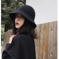 thumbnail image 3 of CoCopeanut Topi Bucket Wanita Musim Dingin Hangat Panama Tebal 2021 untuk Remaja Topi Wol Felt untuk Anak Perempuan Topi Hip Hop Hitam Bulu Mode Musim Dingin, 3 of 6