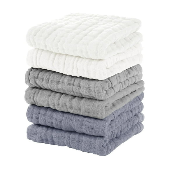 Washcloths for Face,6 Piece Border Design Absorbent Face Towel and Washcloth Set, Europe and US Wholesale