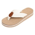 thumbnail image 5 of Rokment Beach Platform Flip Flops for Women 2026 Bohemian Woven Memory Foam Cushion Chunky Flat Dress Slip on Sandals Yoga Mat Comfortable Walking Thongs Slides Slippers Beige Size 6, 5 of 6