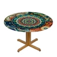 thumbnail image 3 of PIKWEEK  Round Tablecloth,Green Gold Blue and Orange Flower Indoor &amp; Outdoor Table Cover for Christmas, Thanksgiving, Event,Fits Tables, 3 of 7