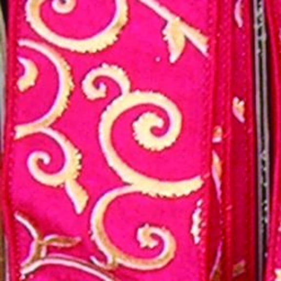 The Ribbon People Red and Gold Swirl Wired Craft Ribbon 2.5" x 20 Yards