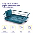 thumbnail image 3 of 3-Piece Multi-Functional Dish Drying Rack with Drain Board & Utensil Holder, Teal, 3 of 5