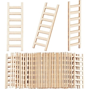 40Pcs Mini Garden Ladder 0.8x2.4 Inch Miniature Wood Ladders Mini Wooden Step Ladders Miniature Furniture Mini Garden Ornament for DIY Crafts Micro Landscape Prop Decorations