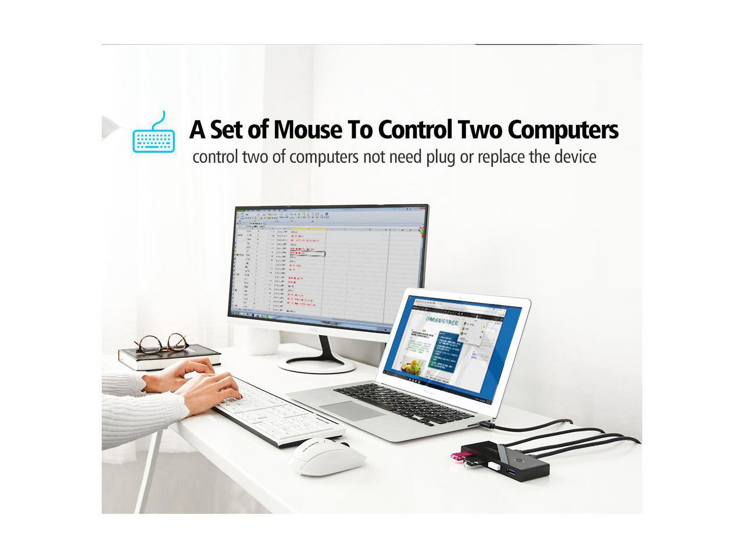 USB 3.0 Switch Selector, KVM Switch Sharing Box Selector 4Port Peripheral Switcher KM Adapter KVM Console Hub for Office PC Printer Mouse Keyboard