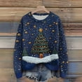 thumbnail image 3 of Women'S Christmas Sweater Cute Fun Christmas Sweater Fall And Winter Long Sleeve Knitted Sweater for Fall and Winter, Festive and Cozy, Ideal as Christmas Sweaters for Women ,Royal Blue,S, 3 of 6