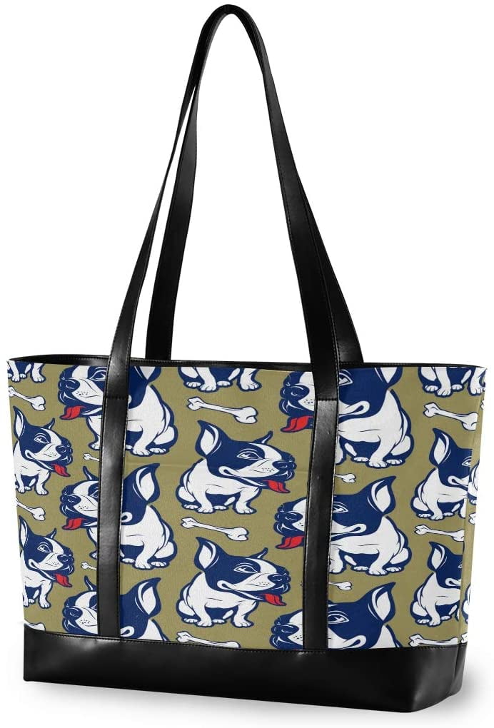 Womens Canvas Shoulder Bag English Bulldog Bag Weekend Shopping Big Bag Tote Handbag Work Bag