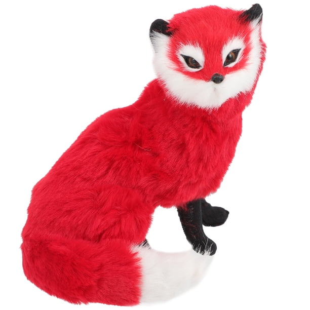 KAKOWELY Simulación de peluche de zorro, modelo artesanal, decoración de escritorio, encantador juguete animal