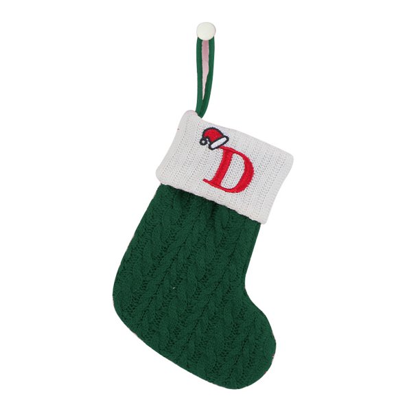 Christmas Stockings Knitted Green Socks Family Holiday Decorations Great Big Stockings for Gift to Family, Friends and Kids