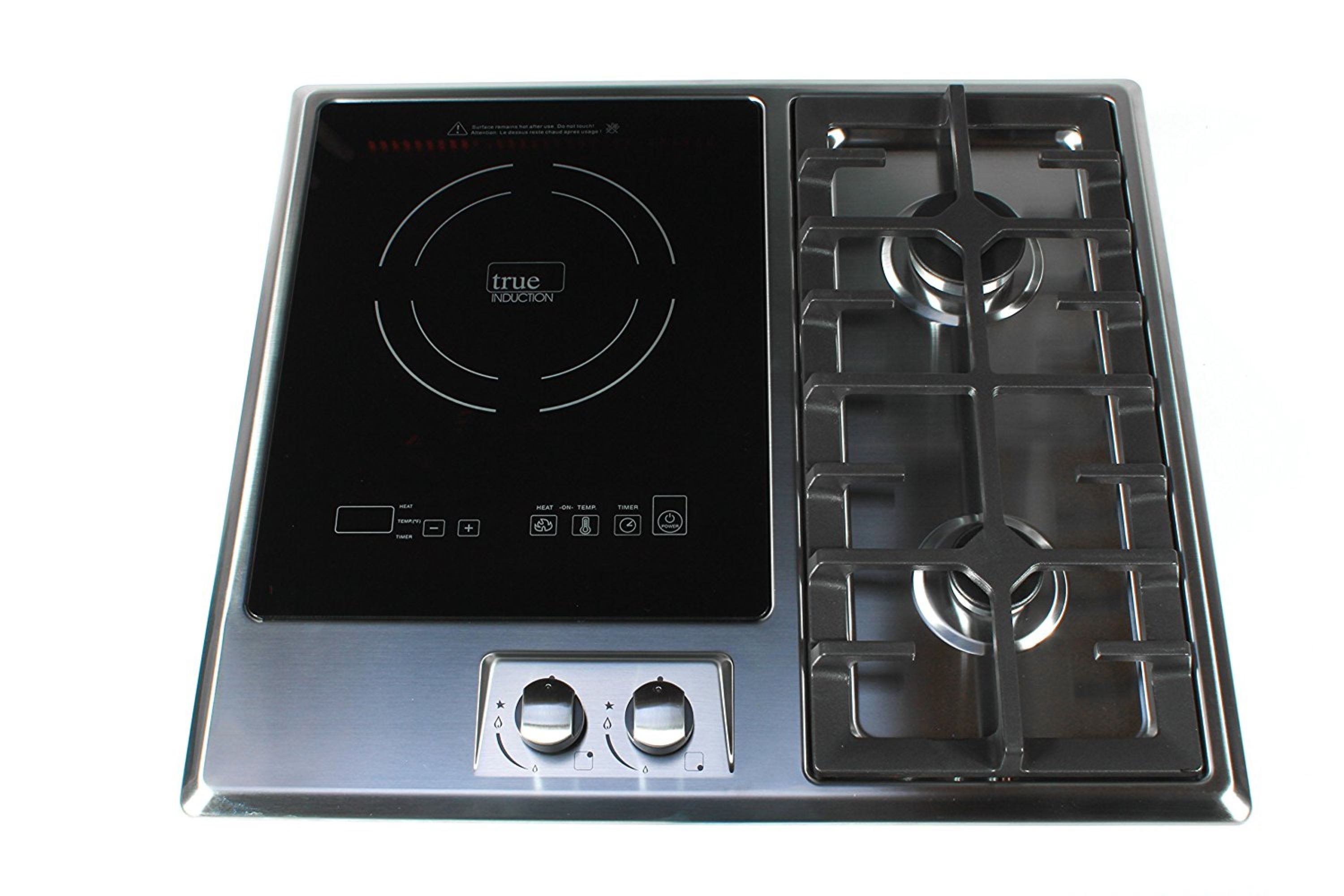 True Induction TI-1+2B Built-in UL858 Certified, 23-inch 1 Induction + 2 Gas Burner Combination Gas & Induction Cooktop