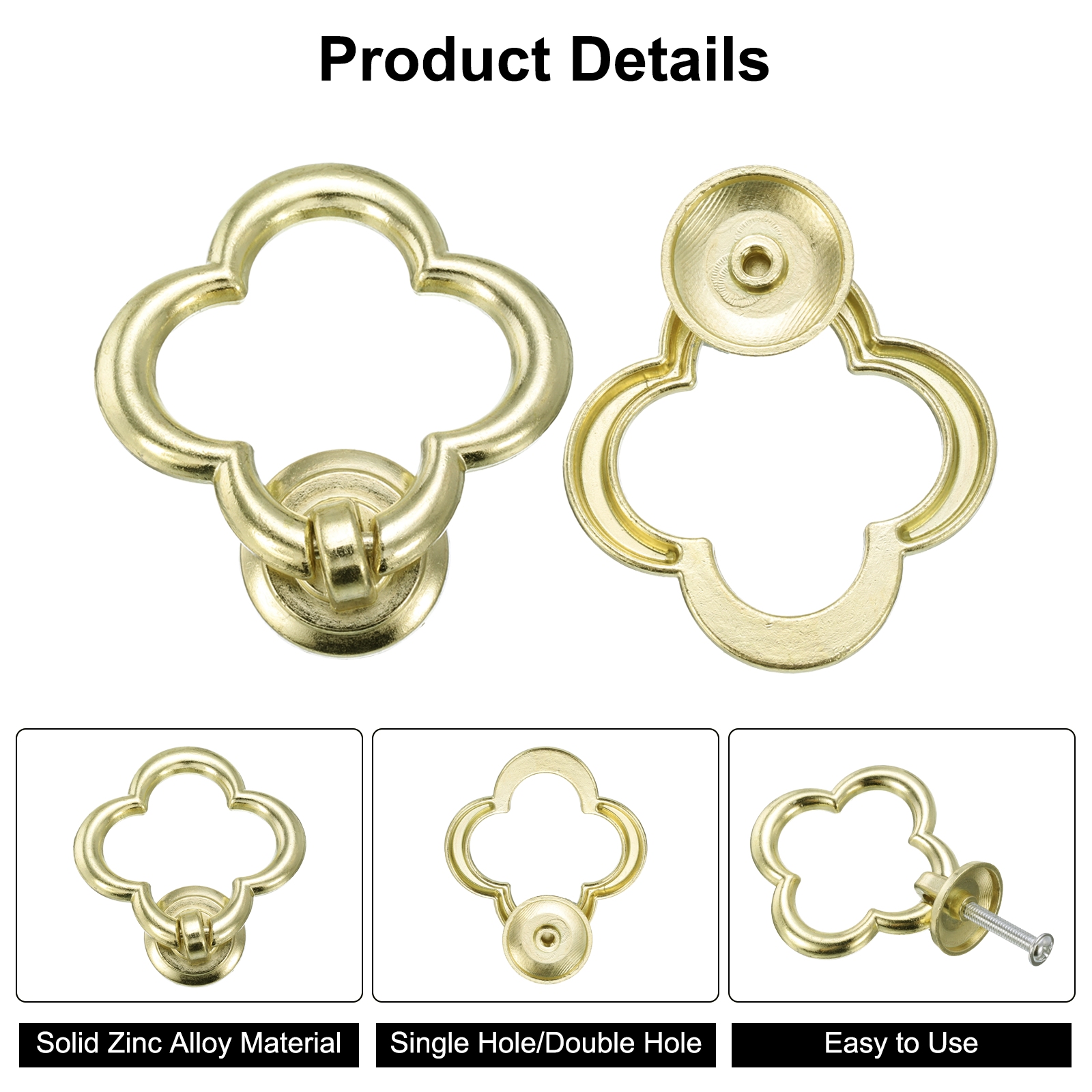 Unique Bargains Flower Ring Dresser Handles with Screws Zinc Alloy Blue-gold 8 Sets