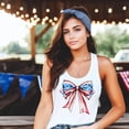 thumbnail image 3 of Coquette Bow USA Flag Tank Top 4th of July Patriotic Shirt for Women and Teens White Tank Top Small, 3 of 7