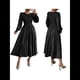thumbnail image 3 of Vestidos de Invitada de Boda de Otoño para Mujer, con Mangas Largas Abullonadas, Fruncido, Cuello Redondo, Informal, Escalonado, Corte A, Vestido Fluido Negro M, 3 of 7
