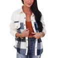 thumbnail image 1 of Chaqueta Estampada A Cuadros Manga Larga Bolsillo Mezclilla Cuello Vuelto Hombro Caída Abrigo Estampado A Cuadros Blanco XL, 1 of 6