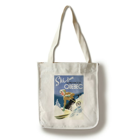 Quebec, Canada - Ski Fun - Vintage Travel Poster (100% Cotton Tote Bag - (Best Ski Travel Bags)
