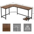 thumbnail image 4 of Mcombo Corner Computer Desk Adult Lap Desks, Single Piece with CPU Stand, 66.1 in x 47.2 in, Brown, 1 Count, 1 Pack, 4 of 7