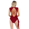 thumbnail image 2 of YEAHDOR Womens Lyrical Modern Dance Leotard Shiny Rhinestones Backless Rhythmic Gymnastics Leotard Burgundy XXL, 2 of 7
