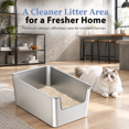 thumbnail image 6 of Sliver 17.5"L×13.6"W×7.9"H High-Sided Stainless Steel Cat Litter Box, 6 of 6