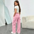 thumbnail image 2 of Zuwimk Girls Barrel Sweatpants Baggy Pants Wide Leg Drawstring Casual Sweat PantsFall Winter Elastic Waisted Open Bottom Soft Sweat Pants(Pink,13-14 Years), 2 of 9