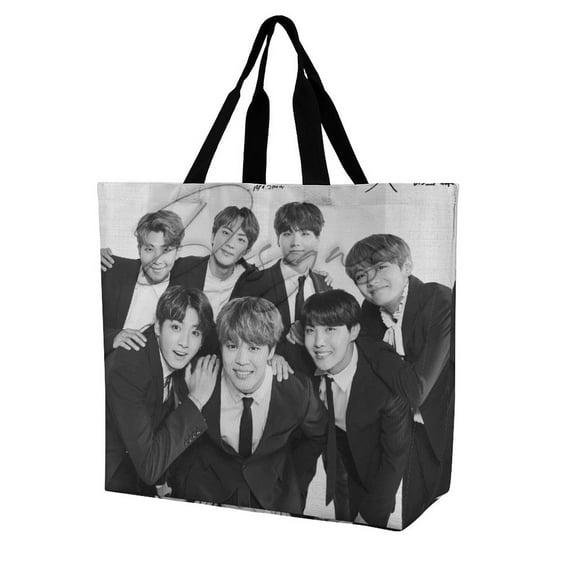 Kpop BTS Tote Bag For Women, Shoulder Bags Big Reusable Grocery Handbag For Shopping Picnic Work Beach