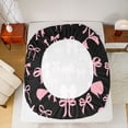 thumbnail image 5 of jejeloiu Cartoon Bow Knot Twin Sheet Sets,Pink Black Bowknot Bedding For Girl 3pcs, 5 of 7