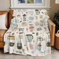 thumbnail image 4 of Cartoon Coffee Throw Blankets, Gift for Coffee Lover Soft Fleece Blanket Decorative for Home Sofa Couch Chair Living Bedroom, 40x50 inches,, 4 of 9