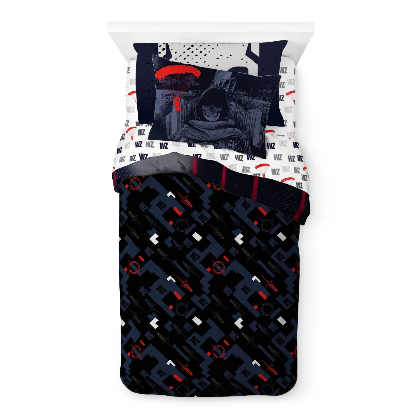 Activision Call of Duty Black 5-Piece Kids Reversible Twin Bedding Set, 100% Microfiber