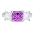 thumbnail image 7 of Three-Stone Engagement Ring for Women - 4ct Simulated Alexandrite in 14K White Gold Promise Ring, 7 of 7