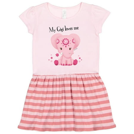 

Inktastic Aditi My Gigi loves me Pink Elephant beautiful Gift Toddler Girl Dress