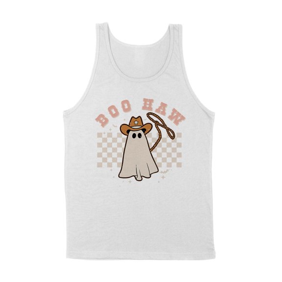Cowboy Ghost Boo Haw Tank Top Unisex Large White