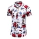 thumbnail image 4 of Camisetas con estampado de flores de rosas en 3D para hombre, de manga corta, ajustadas, con botones, informales, con estampado floral, 4 of 4