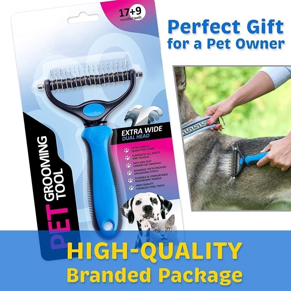 Brand New 2in1 doublehead pet hair removal brush, dog grooming tool