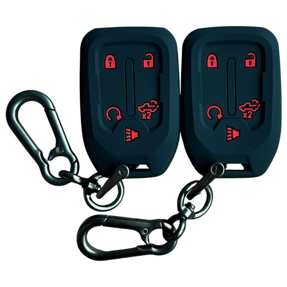 Autobase 2Pc Chevrolet Key Fob Cover, GMC Sierra Chevy Silverado 1500 2500HD 3500HD 2023 2022 2021 2020 2019, Black