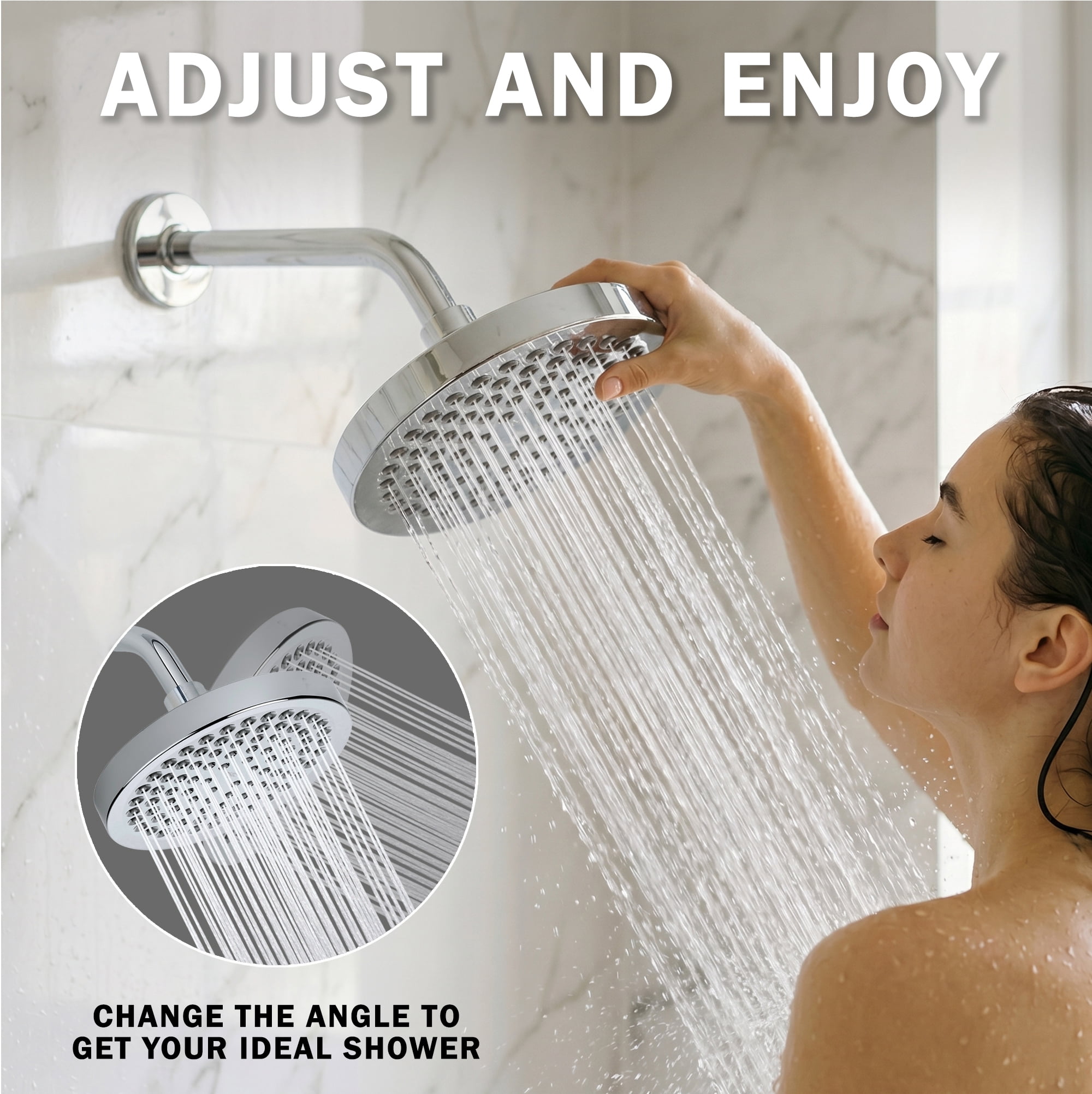 Aqua Elegante High Pressure Rain Shower Head for Low Flow Showers - 2.5 GPM - Polished Chrome