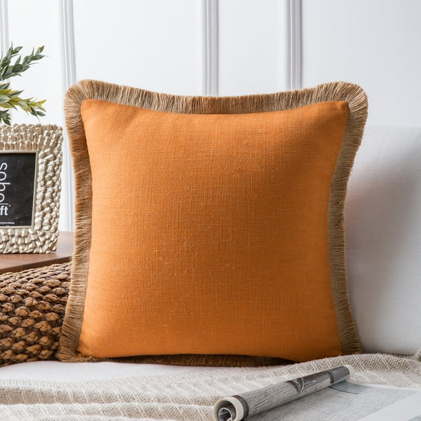 Phantoscope Linen Tassel Trimmed Farmhouse Series Decorative Throw