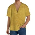thumbnail image 7 of Lsque Gold Shiny print Men's Cuban Collar Short Sleeve Shirt Summer Beachwear Casual Button Down Fashionable Vacation Leisure Shirt-3X-Large, 7 of 7