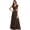 Brown, variant on Mother of the Bride Dress Chiffon Ruched Lace Applique Floor Length Gown