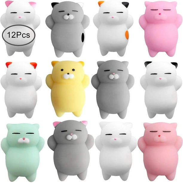 12 piezas Mochi animales juguetes Mochi gato alivio del estrés juguetes Mochi animales favores de fiesta para niños mini animales gato regalos de Pascua para niños adultos