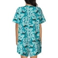 thumbnail image 6 of Fuzoiu Shark Wearing Sunglasses Print Women's Short-Sleeved Pajama Set,Lounge Sleepwear Set,Womens Pajama Sets 2 Piece,Button-Up Top and Shorts with Pockets-XX-Large, 6 of 7
