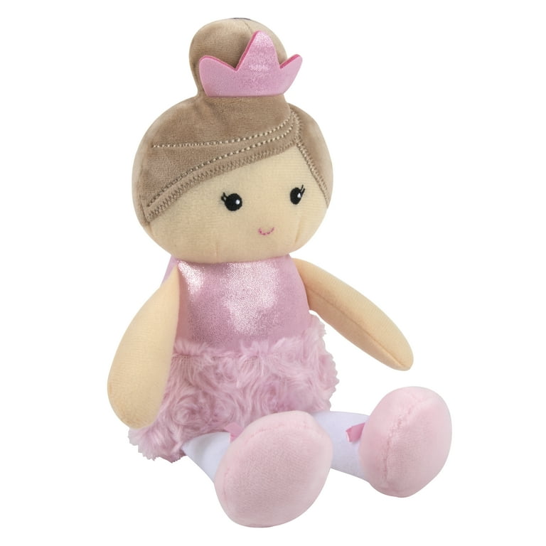 My First Doll 12 Inch Soft Plush Sleeping Cuddle Fabric Rag Doll for Baby Infant and Toddler Girls with Rattle Inside Emma Ballerina