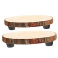 thumbnail image 6 of Raindrops Set of 2 Brown Wooden Plant Stands, Round Pedestal Shelves for Indoor and Outdoor Decorative Display, 6 of 8
