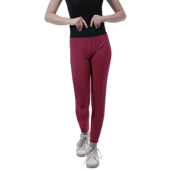 Moomaya High Waist Leggings For Women Side Strips Soft Workout Yoga Pants
